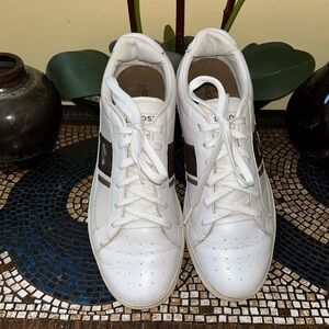 Lacoste Europa LC SPM LTH Men’s Leather Lace Up Brown White Low Top Sneakers 10